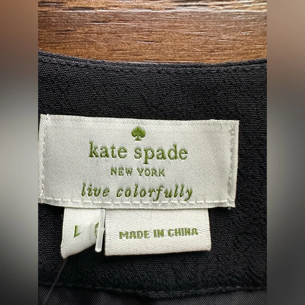 Kate Spade Black Tie Front Sleeveless Blouse- size Large